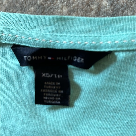 TOMMY HILFIGER WOMANS AQUA T SHIRT SIZE XS/P - Picture 3 of 8